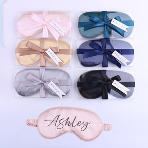 Customized Bridesmaid Gift Satin Sleep Mask Blindfold Eye Shade Ultra Soft with PVC Gift Box Mother&#39;s Wife Anniversary Gift, Ready to Gift