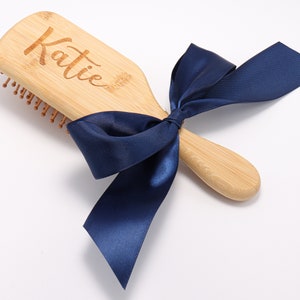 Personalized Hair Brush for Hair Growth, Detangling Hairbrush with Natural Bamboo Bristles, Wooden Paddle Brush for Scalp Massage for Women