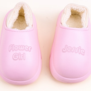 Personalized Kid Slipper, Flower Girl Gift, Bridal Shower Wedding Bridesmaid Fluffy Bachelorette Slippers, Toddler kid Slippers Girls Boys