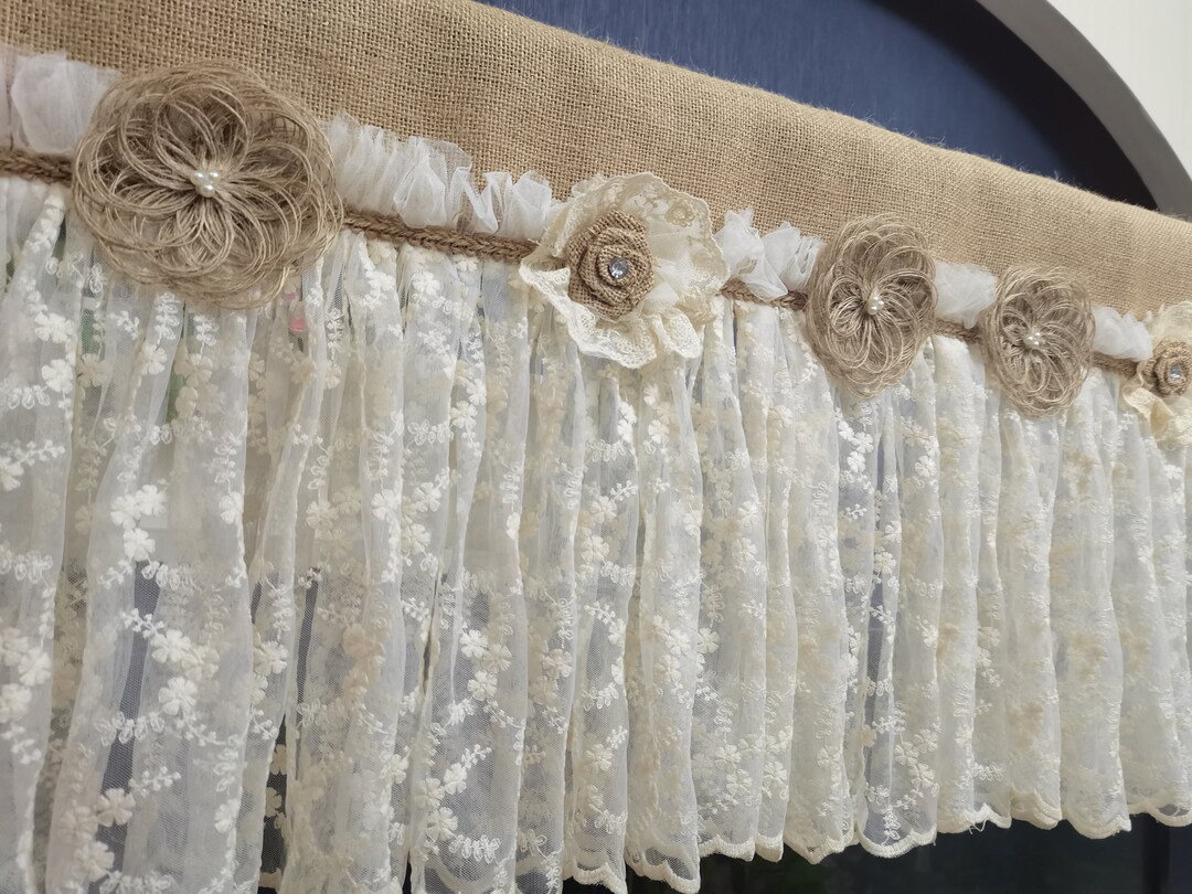 Custom Full Ivory Lace Curtain Lace Kitchen Valance Kitchen Etsy