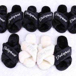Personalized Fluffy Slipper Gifts for Women Girlfriend Wife Bachelorette Party Gift Mother's Day Present Cozy Spa Sleepover Wedding Favor