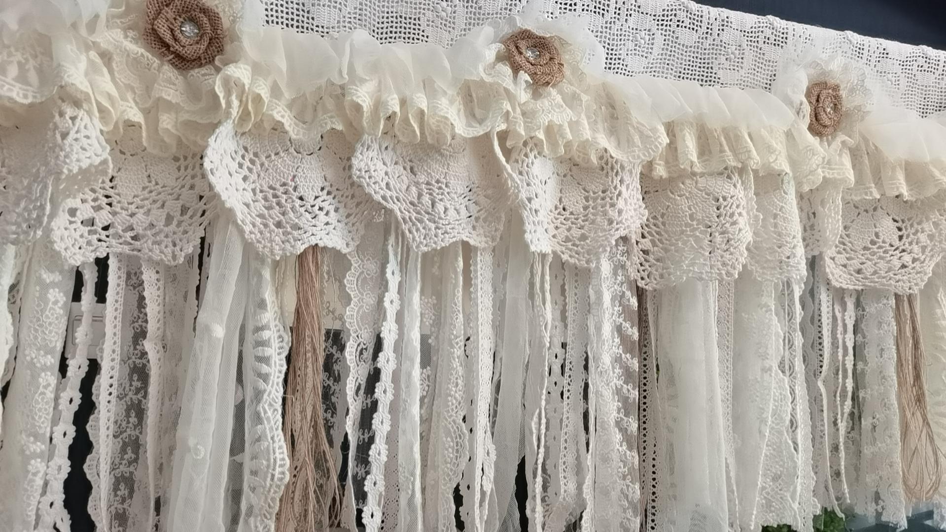 Window Lace Custom Rustic Unique Lace Bedroom Valance Window Kitchen Curtain Shabby ...