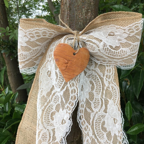 10-100pcs Hessian Jute Bows Lace Embellishments Chic Rustic Wedding Craft Decor