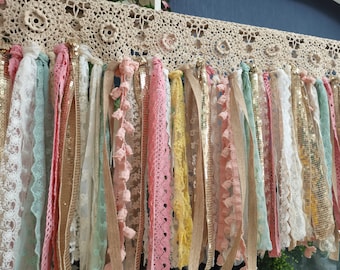 Rustic Hand Crochet Lace Unique Beige Lace Bedroom Valance Window Kitchen Curtain Green Gold Pink Burlap  window treatments