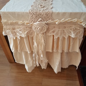 Custom Rustic Unique  Shabby Lace Table Runner Bed Scarf Lace Table Runner Shabby Lace Cotton Bed Scarf  Wedding Decor