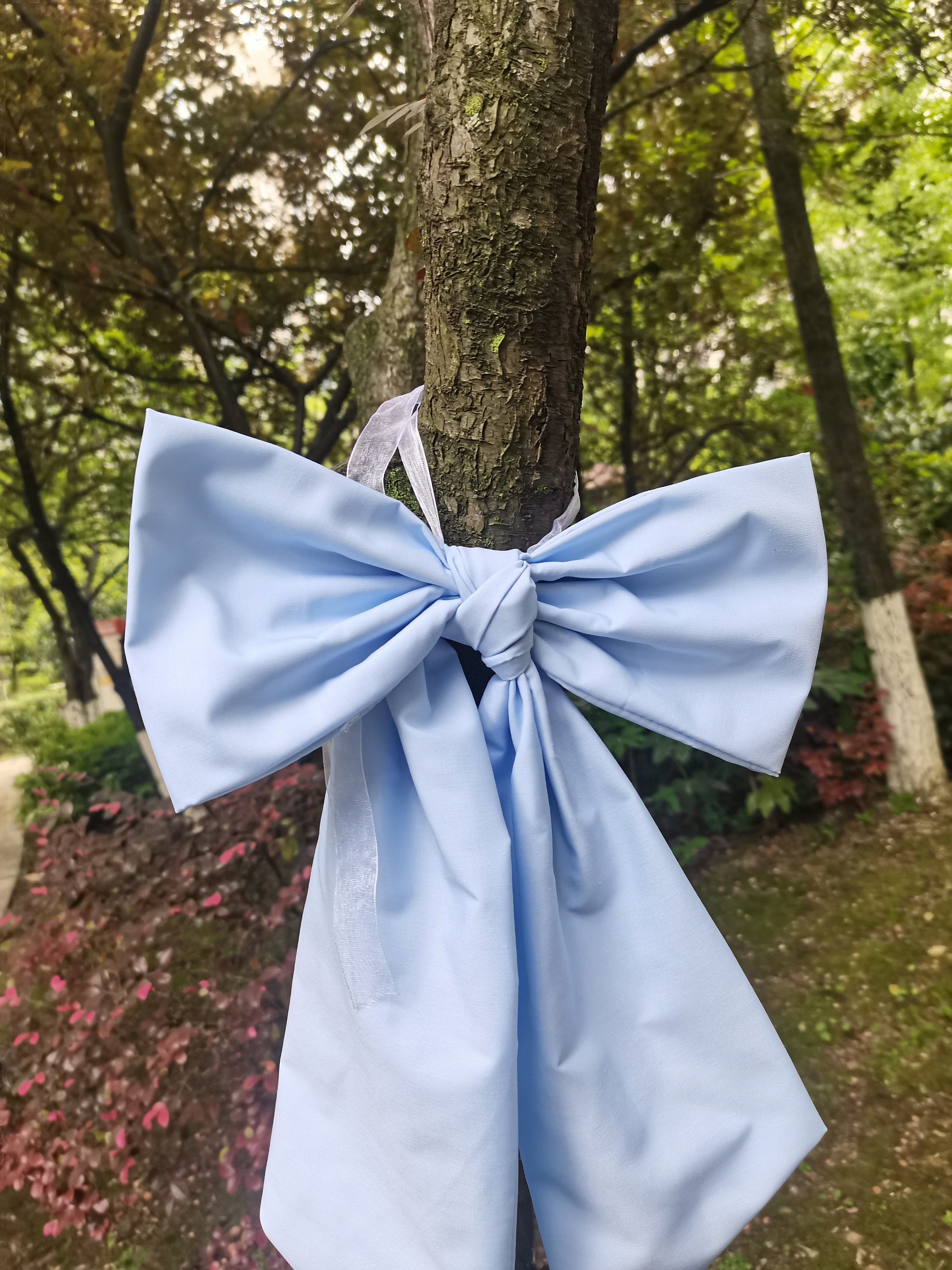 Custom 1pc  Baby Blue Bow,  Bed Bow, Pew Bow, Nursery bow, Wedding bow, Rustic Bow, Curtain Tie Back(about 11inches W and 16inches L)