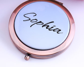 Customized Pocket Mirror, Graduation Gift Bridesmaid Proposal Compact Wedding Party Favors Your Logo Makeup Bachelorette Gift for Her