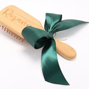 Personalized Bridesmaid Gift Hair Brush with Ribbon Bow Comb Custom Monogram Bachelorette Flowergirl Name Wedding Favor Daughter Birthday