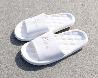 Personalized Groomsmen Slides Foam Home Bathing Slippers Bridesmaid Men Women Husband Father's Day Wedding Beach Spa Sleepover Sandal