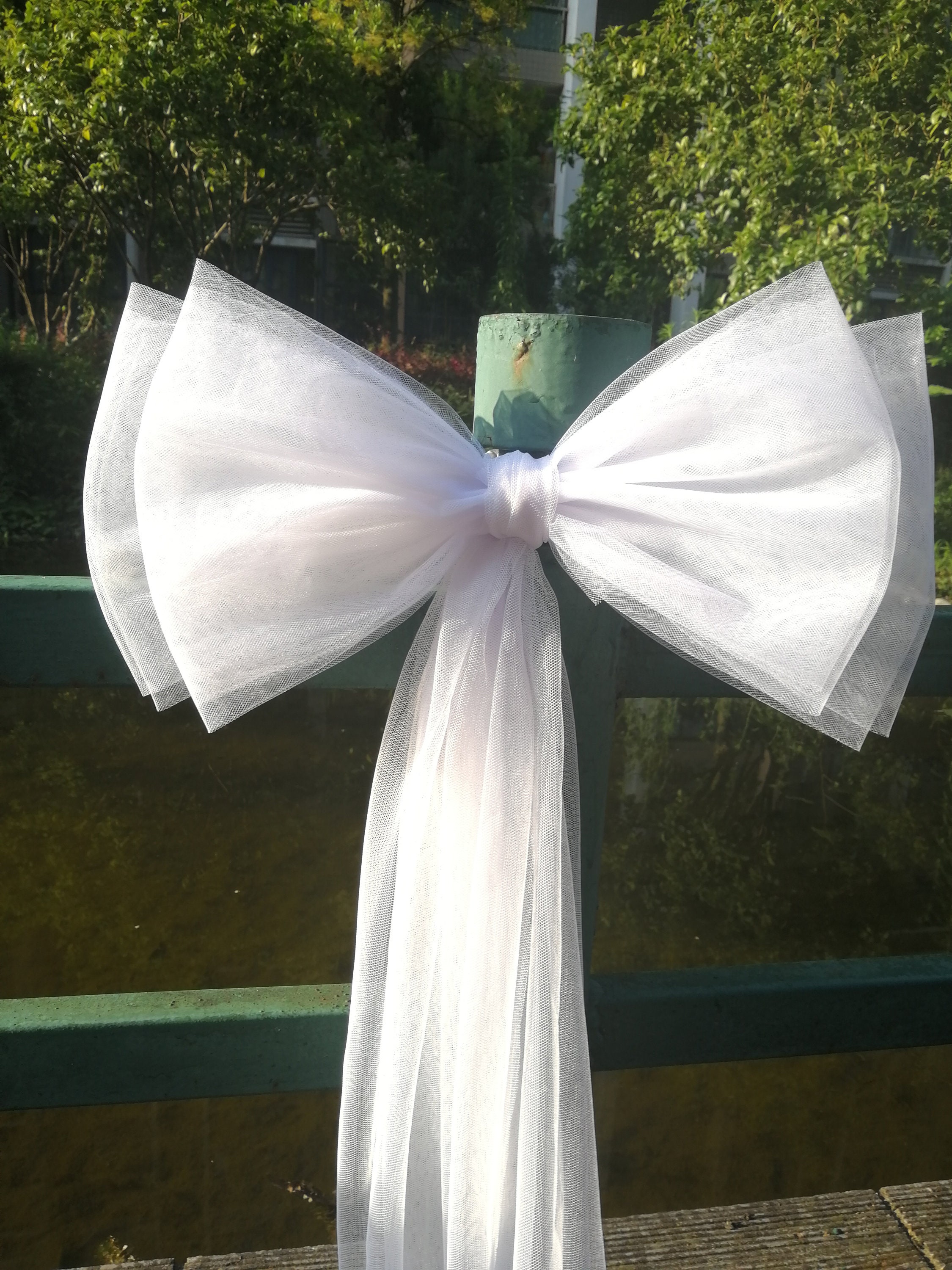 FOR PEWS TULLE WHITE WEDDING BOWS SET OF 14 