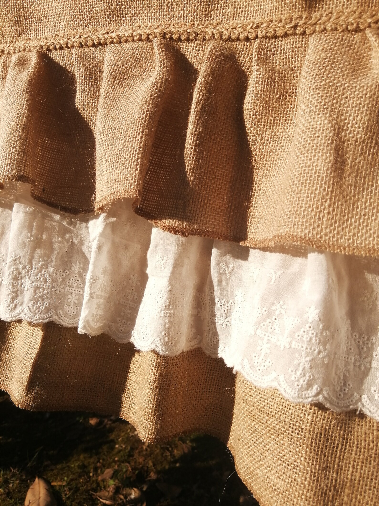 Custom Burlap Ruffled Curtian Rustic burlap lace Kitchen Etsy