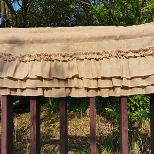 Burlap Railing Custom Burlap Ruffle Curtian Rustic Burlap Kitchen Valance Burlap Decor ...