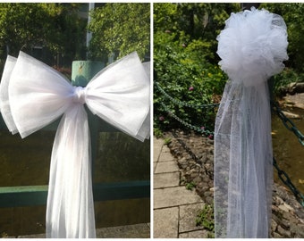 1pc Big Tulle Pew Bows,Big Pew bows, Tulle Bows, Formal Wedding Decor, Pom Pew Bows, Wedding Decor