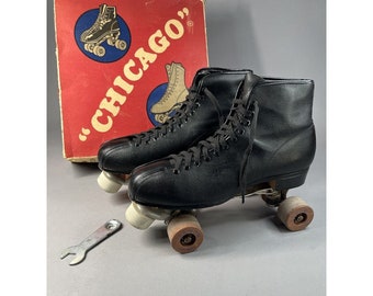 Vintage Chicago Roller Skates Model 205 in Box Arrow Wheel Jiffy Minuteman Sz 11