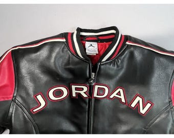 Vintage Air Jordan 23 Faux Leather Varsity Bomber Jacket