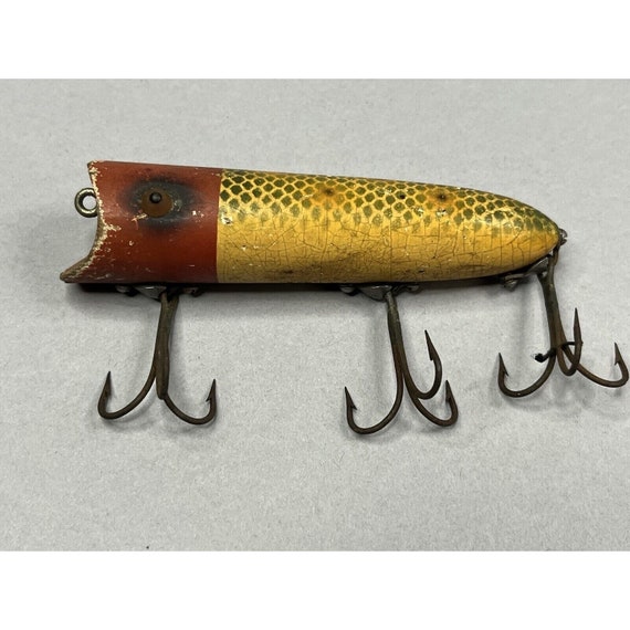 Vintage Heddon Lucky 13 Frog Scale Red Head Wood Fishing Vintage Heddon Lucky 13 Frog Scale Red Head Wood Fishing