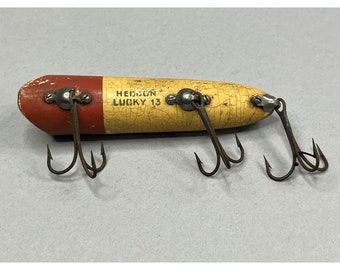 Vintage Heddon Lucky 13 Frog Scale Red Head Wood Fishing Vintage Heddon Lucky 13 Frog Scale Red Head Wood Fishing