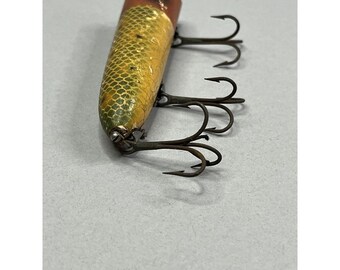 Vintage Heddon Lucky 13 Frog Scale Red Head Wood Fishing Vintage Heddon Lucky 13 Frog Scale Red Head Wood Fishing