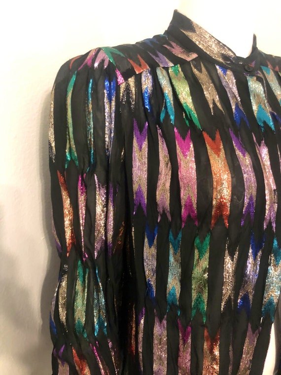 1970’s- 1980’s Metallic Rainbow Lamé pattern Blous