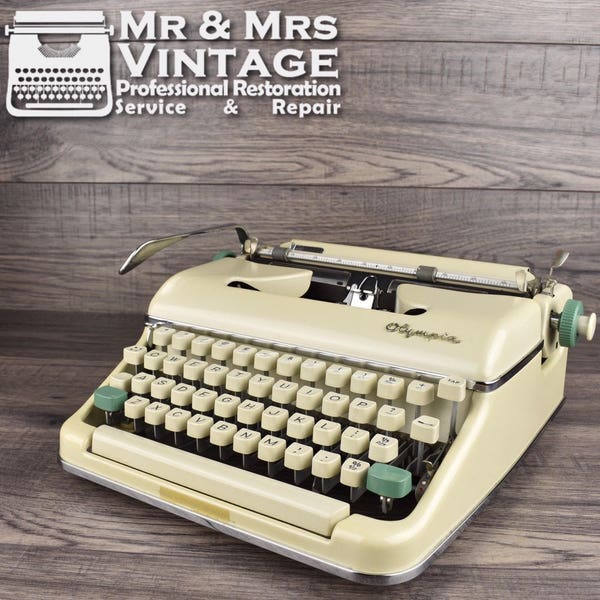 Vintage Olympia SM5 Typewriter Off White Working Serviced Black Ribbon portable