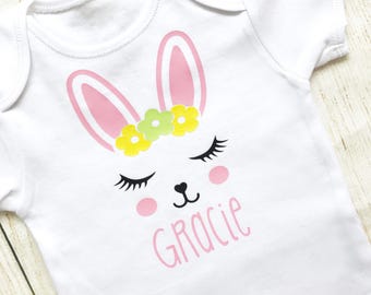 Personalised Baby Girl My First Easter Pink Bunny Face Eyelashes Unicorn Bodysuit Baby St Mothers Day Vest T Shirt Outfit Personalised Baby Girl My First Easter Pink Bunny Face Eyelashes Unicorn Bodysuit Baby St Mothers Day Vest T Shirt Outfit