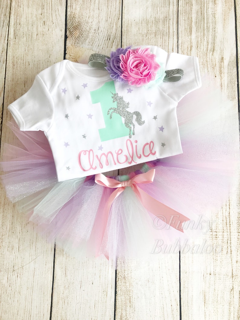 Girls Personalised T-Shirt Vest Top Birthday Outfit Cake Smash Rainbow Headband