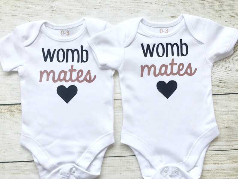 Newborn Twins Womb Mates Bodysuits Outfit Black Rose Gold Vests Unisex Take Going Home Photoshoot Photo Prop Multiples Triplets Boy Girl