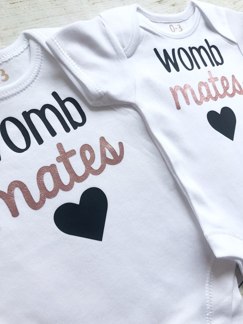 Newborn Twins Womb Mates Bodysuits Outfit Black Rose Gold Vests Unisex Take Going Home Photoshoot Photo Prop Multiples Triplets Boy Girl