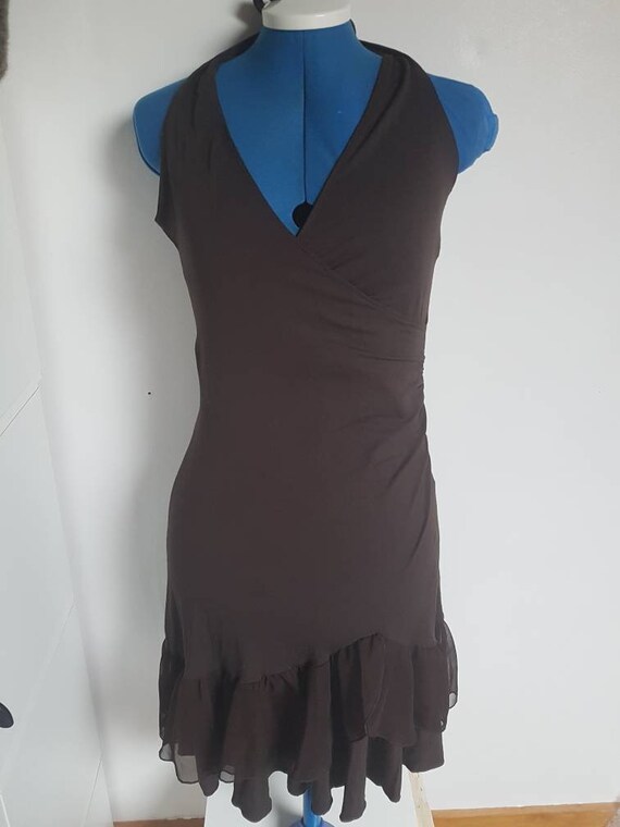 Morgan de toi 1990's halterneck retro brown dress