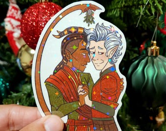 Baldurs Gate 3 Wyll x Astarion Wyllstarion Christmas Holographic Sticker