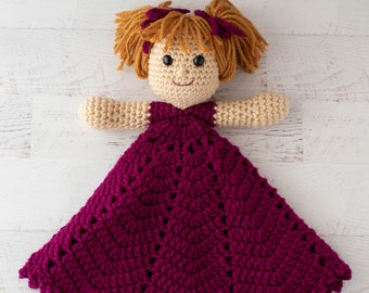 Emily a Princess Lovey- CROCHET PATTERN instant download - blankie, blankey, security blanket