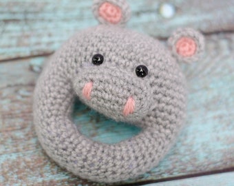 Crochet Rattle Pattern Hippo- pdf pattern - Crochet Hippo Rattle - Pattern Instant Download Crochet Rattle