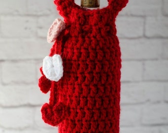 Crochet Bottle Cover Pattern, Crochet Heart Pattern, Valentine Wine Cozy Pattern, Crochet Pattern PDF