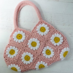 Crochet Granny Style Bag, Crochet Daisy Purse, Crochet purse pattern, Instant Download PDF image 2