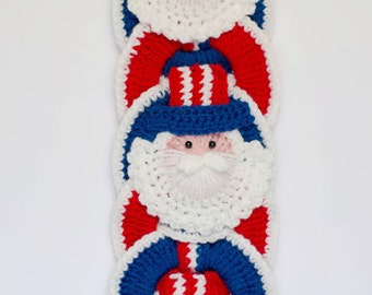 Uncle Sam CROCHET PATTERN instant download -  Crochet Decoration, Memorial Day, Fourth of July, Patriotic Crochet Pattern