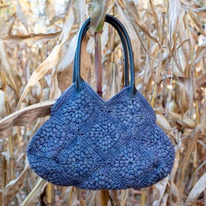 Fall in Bloom Crochet Bag, Floral Crochet purse pattern, Instant Download PDF