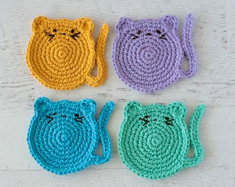 Crochet Cat Coasters Pattern, Crochet Coasters Pattern, PDF Download