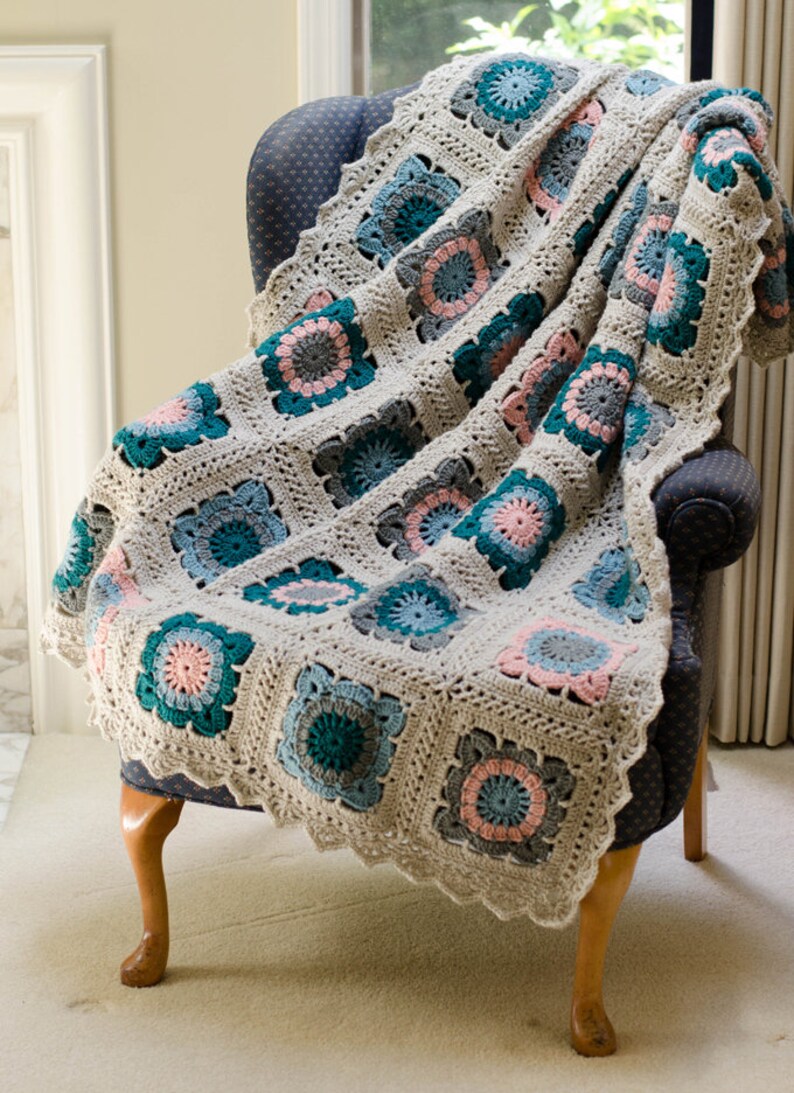 Crochet Motif Afghan Pattern PDF Instant Digital Download Crochet Afghan Blanket 52x60 image 1