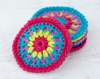 Crochet Coasters Pattern, Kaleidoscope Crochet Coasters Pattern, Crochet Pattern PDF