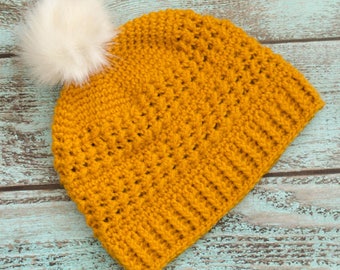 Crochet Hat Pattern, Great Lakes Beanie Pattern, Crochet Great Lakes Beanie Pattern, Crochet Messy Bun Hat Pattern, Crochet Beanie Pattern