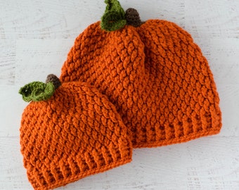 Crochet Pumpkin Hat Pattern, Pumpkin Hats for the Family, Crochet Hat Pattern, Crochet Beanie Pattern, Cap Crochet Pattern