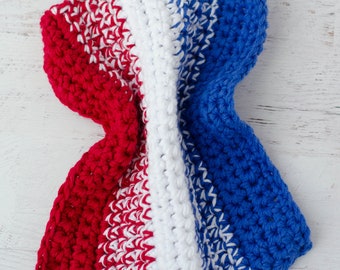 Patriotic Crochet Dishcloth Pattern, crochet, crochet pattern, dishcloth, crochet cloth, cotton, cotton dishcloth,  Pattern PDF