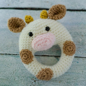 Crochet pattern Rattle Cow- pdf pattern - Crochet Rattle Pattern - Crochet Cow Amigurumi - Cow Instant Download Pattern