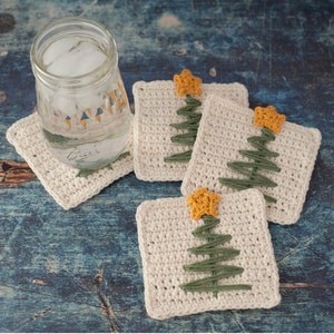 Crochet Christmas Tree Coaster Pattern, Crochet Pattern PDF Download