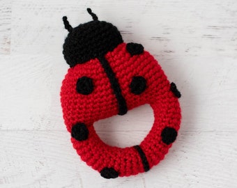 Crochet Rattle Pattern Ladybug- pdf pattern - Crochet Lady Bug Rattle - Pattern Instant Download Crochet Rattle
