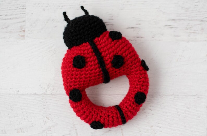 Crochet Rattle Pattern Ladybug pdf pattern Crochet Lady Bug Rattle Pattern Instant Download Crochet Rattle image 1