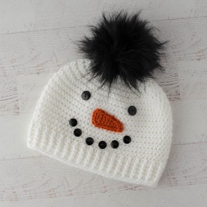 Crochet Snowman Hat Pattern, Snowman Beanie, Crochet Hat Pattern, Crochet Beanie Pattern, Hat Crochet Pattern