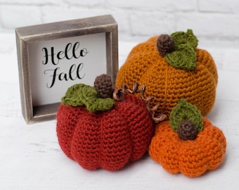Crochet Pumpkin Pattern, PDF Pattern for 3 sizes of crochet pumpkins,  INSTANT Download Pattern PDF