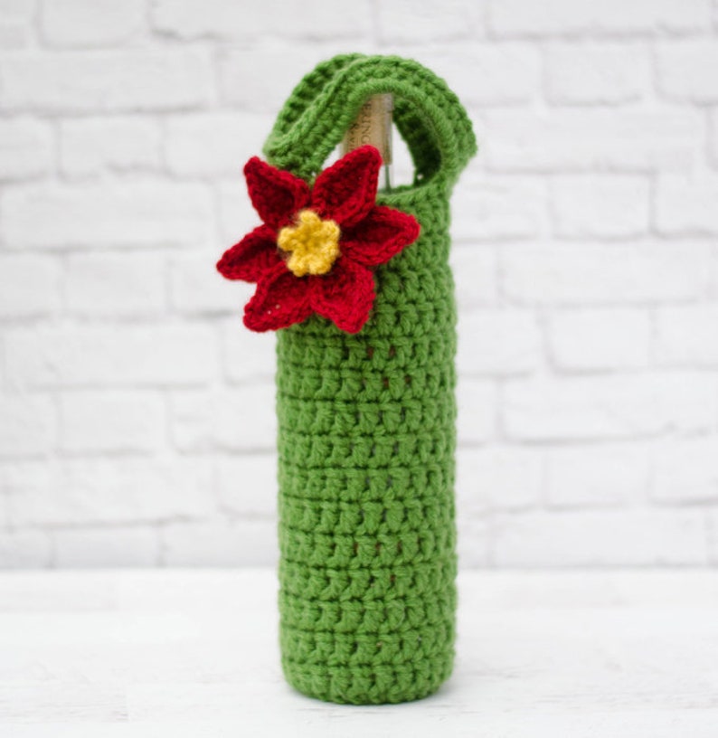 Crochet Poinsettia Pattern Poinsettia Wine Cozy Pattern Crochet Wine Cozy Pattern Crochet Pattern PDF