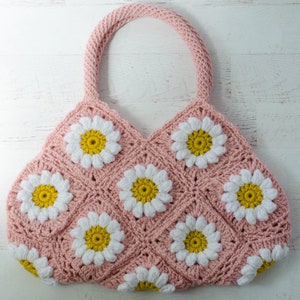 Crochet Granny Style Bag, Crochet Daisy Purse, Crochet purse pattern, Instant Download PDF image 3